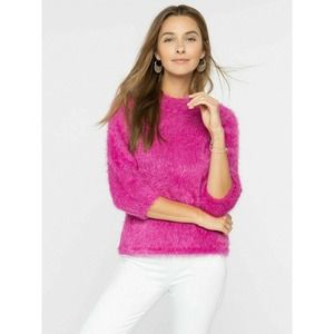 Nic+Zoe Cozy Up To Winter Sweater Fuzzy Pink